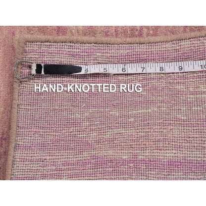 3'1"X5'4" Hand Knotted Pink Thick And Plush Wool Only Ombre Design Rug