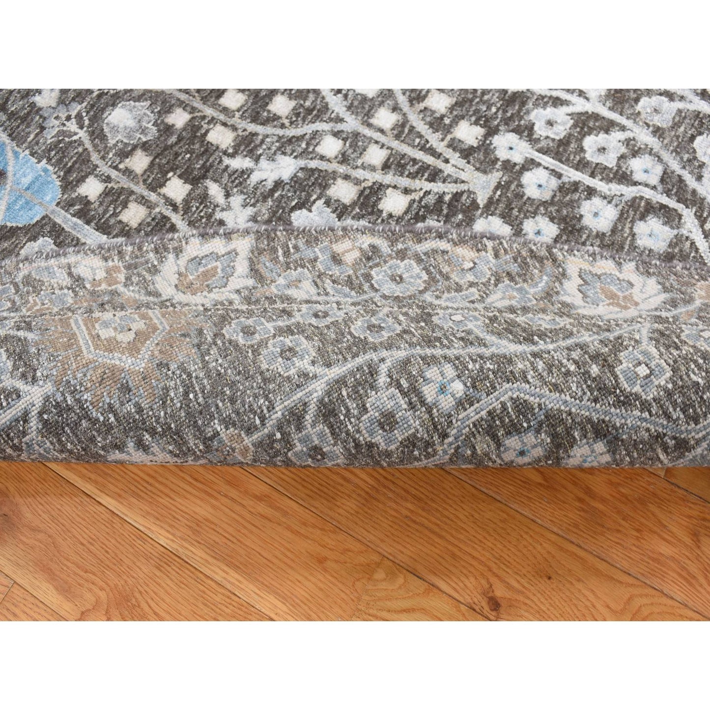 10'X10' Brown Cypress Tree Design Silk With Wool Hand Knotted Round Rug