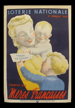 Loterie Nationale Meres Francaises 1940 By Derouet Original French Poster