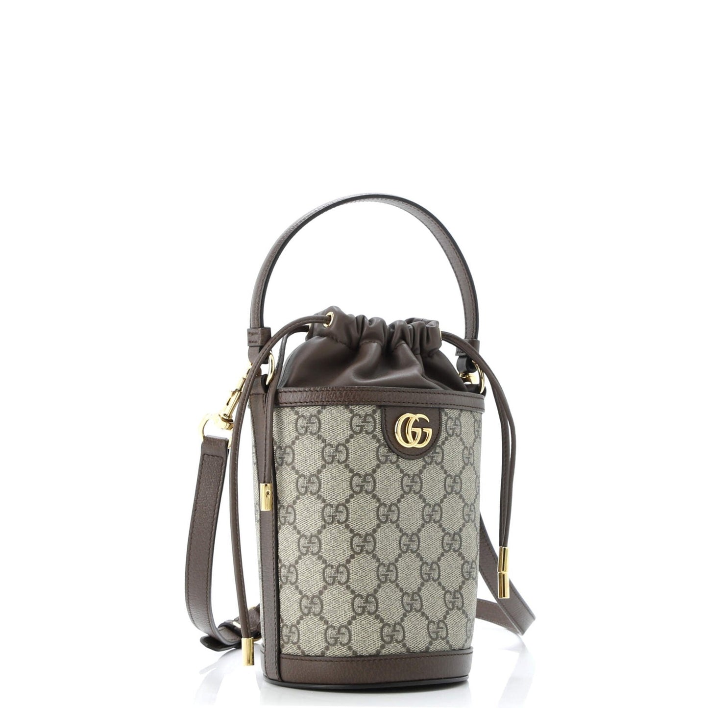 Gucci Ophidia Top Handle Bucket Bag Gg Coated Canvas With Leather Mini