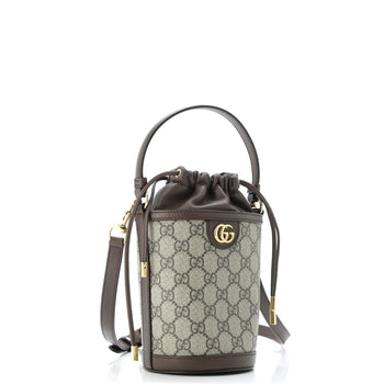Gucci Ophidia Top Handle Bucket Bag Gg Coated Canvas With Leather Mini