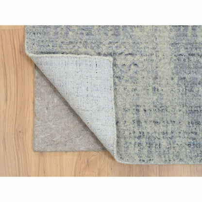 2'6"X12' Gray Wool And Plant Based Silk Hand Loomed Runner Rug
