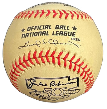 Duke Snider Hof 80 Autographed Official Jackie Robinson 50Th Anniversary Basebal