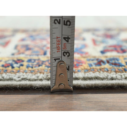 2'7"X8'5" Ash Gray Soft Wool Hand Knotted Afghan Super Kazak Runner Rug
