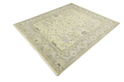 Large Handmade Oushak Oriental Rug Floral Design