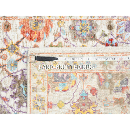 2'6"X16'1" Colorful Silk With Textured Wool Tebraz Vase Hand Knotted Rug