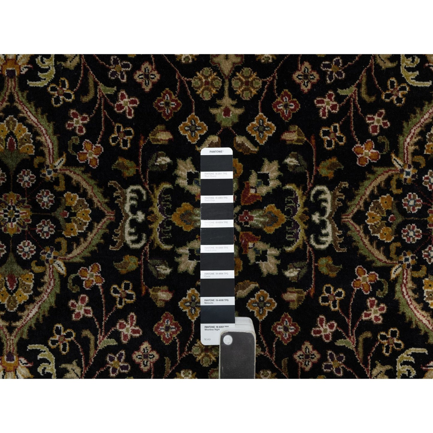 6'X9'1" Black Kishoon Revival New Zealand Wool Hand Knotted Oriental Rug
