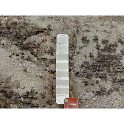 Rug 2'8"x9'10" Natural Abstract Design Wool & Silk Hand Knotted Runner