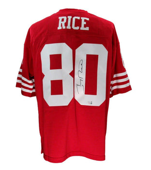 Jerry Rice Hof Autographed Red Mitchell & Ness