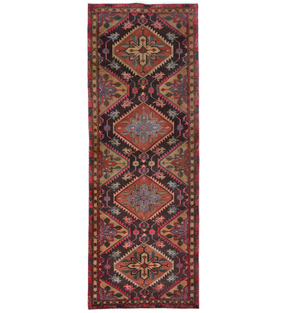 Semi-Antique Distressed Oriental Runner Rug Muted