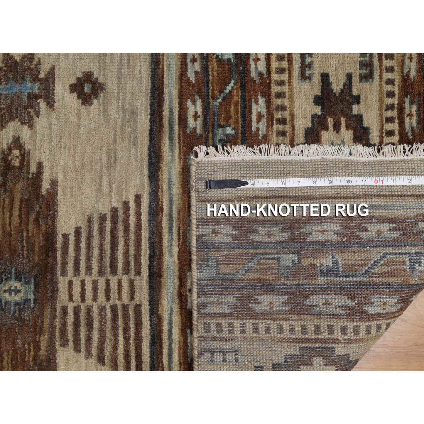 2'7"X5'10" Ivory Runner Rug Southwest Medallion Design Hand Knotted Wool