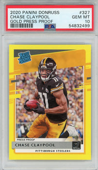 Chase Claypool 2020 Panini Donruss Gold Press Proof Rookie Card #327 (Psa)