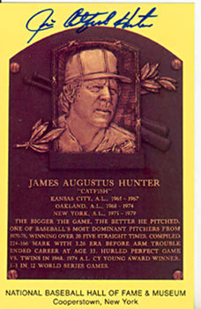 Jim Catfish Hunter Autograph/Signed Baseball Hof Plaque