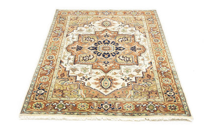 Handmade Heriz Serapi Geometric Wool Rug Tribal Oriental Decor Carpet 4X6 ft
