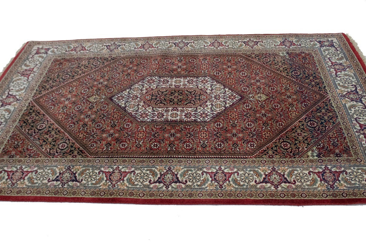 Handmade 4x6 Wool Indo-Bidjar Rug Floral Geometric Oriental Carpet