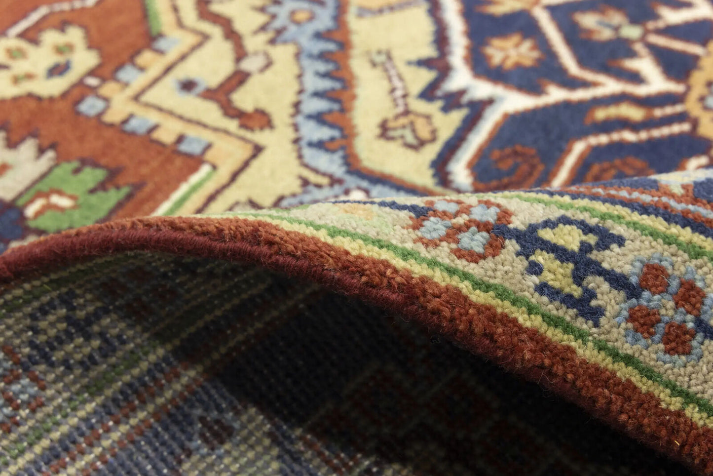 Rusty Red Heriz Serapi Oriental Rug Floral Farmho