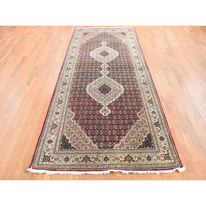 5'X12'9" Red Tebraz Mahi Pure Wool Hand Knotted Gallery Wide Runner Rug