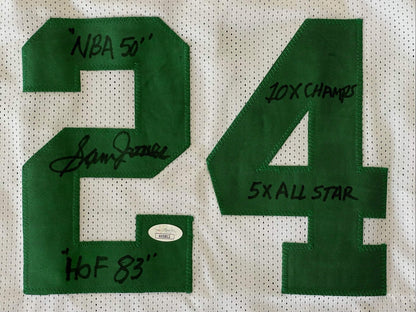Sam Jones Autographed Boston Celtics Custom Xl Jersey (Jsa)