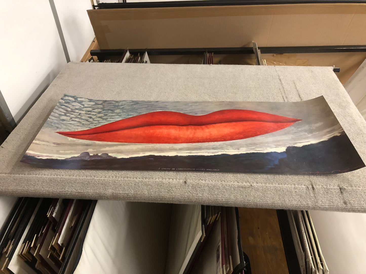 Man Ray Lips (No Text) " Offset Lithograph Pop Art Red Gray Brow