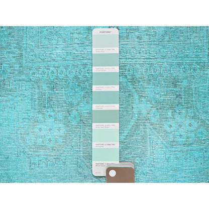 2'5"X10' Blue Overdyed Vintage Zoroastrian Hand Knotted All Wool Runner Rug