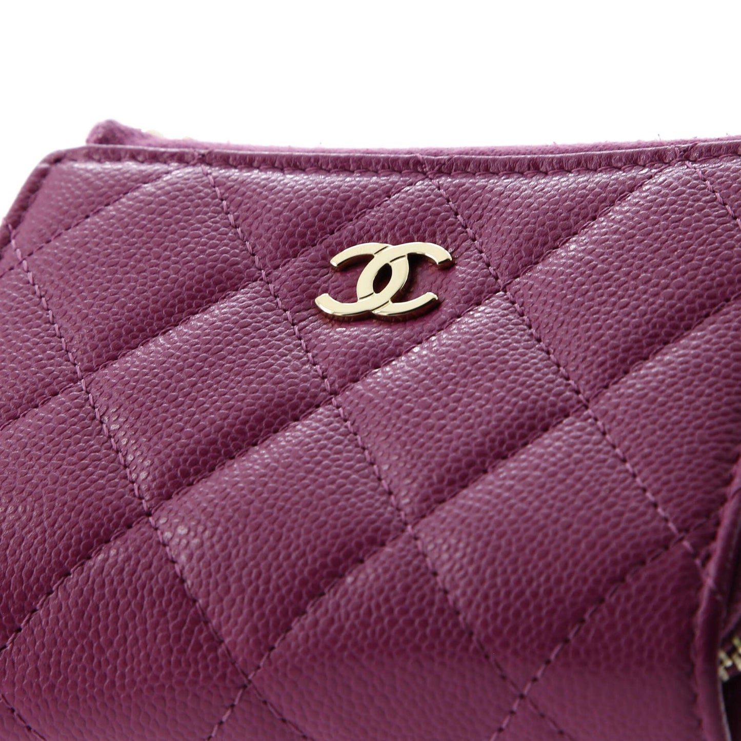 Chanel Cc Zip Trifold Wallet Quilted Caviar Compact