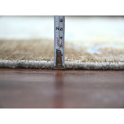 7'10"X10'1" White Chinese Art Deco Inspire Peshawar Hand Knotted Wool Rug