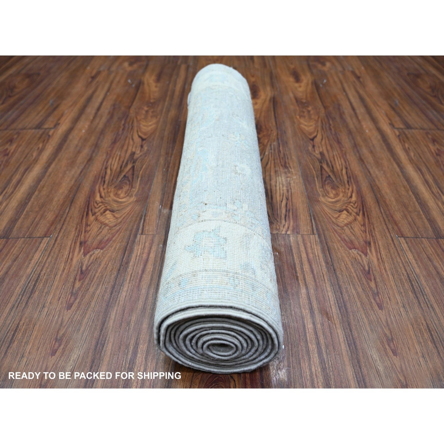 2'5"X9'6" Delicate White Washed Out Peshawar Wool Hand Knotted Runner Rug