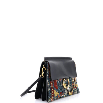 Chloe Faye Shoulder Bag Leather And Tapestry Medium
