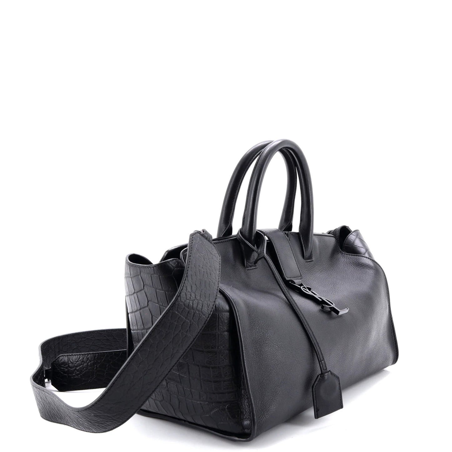 Saint Laurent Monogram Cabas Downtown Leather With Crocodile Embossed Leather