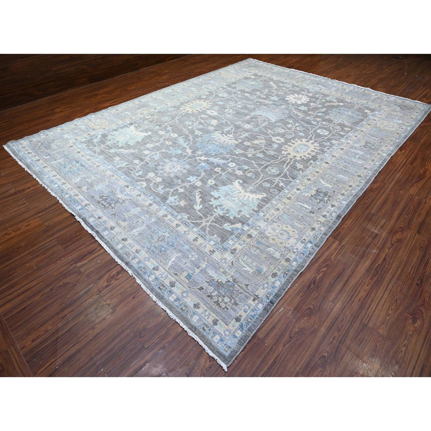 10'X13'6" Kendall Charcoal Gray Peshawar Mahal Design Hand Knotted Rug