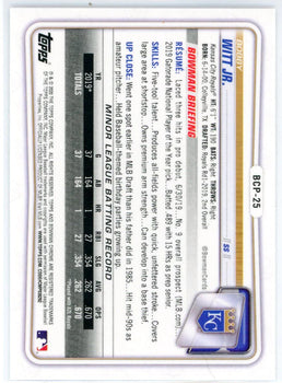 Bobby Witt Jr. 2020 Bowman Chrome 1St Bowman Card #Bcp-25