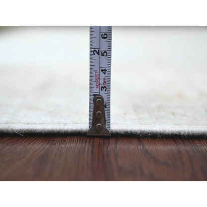 5'8"X9'2" White Afghan Angora Oushak Vines Design Hand Knotted Wool Rug