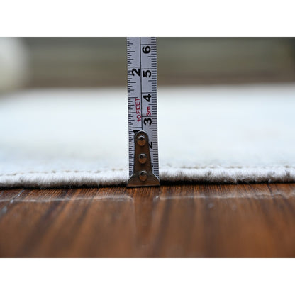 3'1"X12' Blue Gray White Wash Peshawar Shiny Wool Hand Knotted Runner Rug