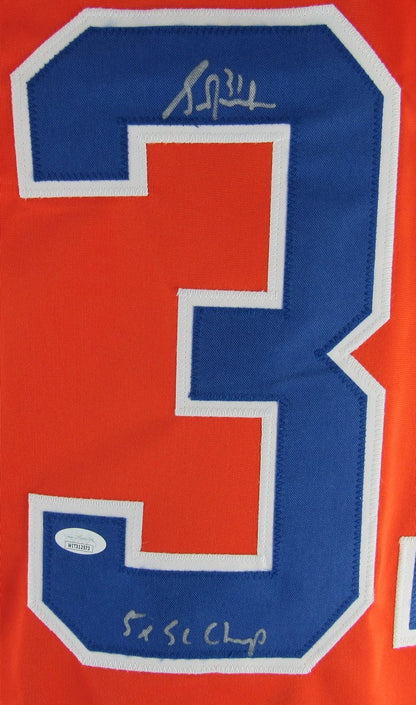 Grant Fuhr Hof Signed/Inscribed Oilers Red Custom Hockey Jersey Jsa 161105