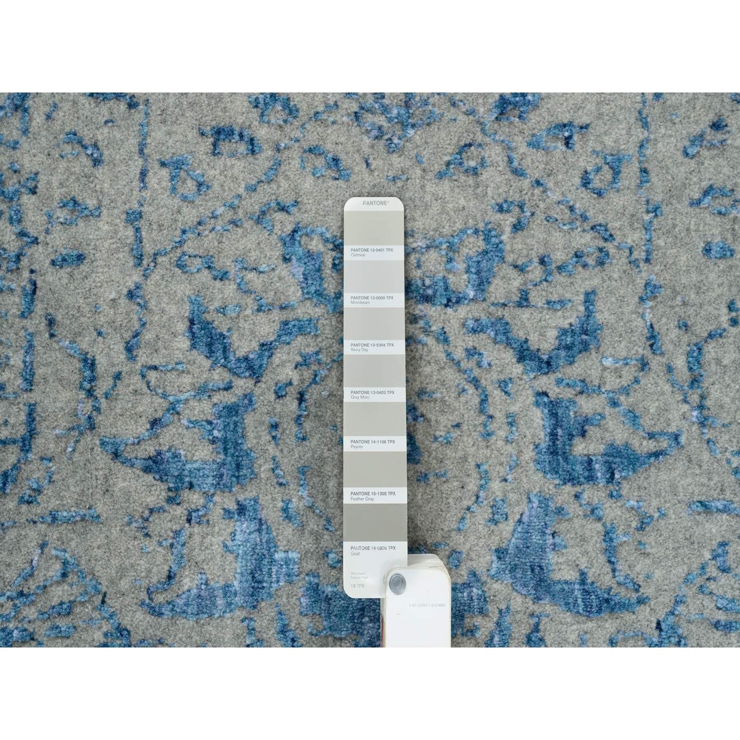 12'X12' Gray Fine Jacquard Hand Loomed Wool And Silk Square Rug
