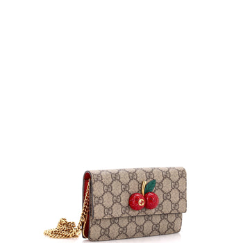 Gucci Cherries Wallet On Chain Gg Coated Canvas Mini