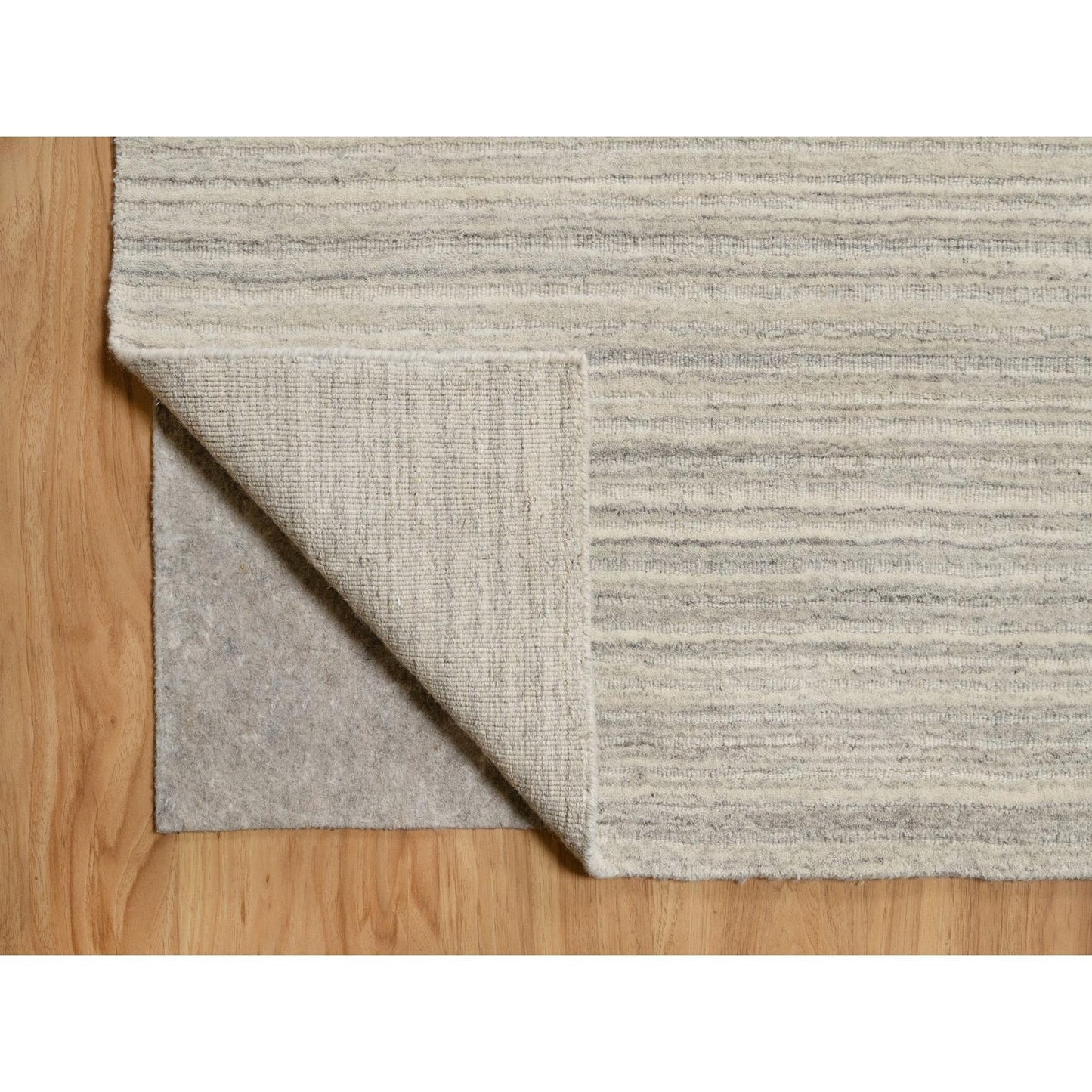 12'X14'9" Beige Plain Modern Design Hand Loomed Undyed Wool Oversized Rug