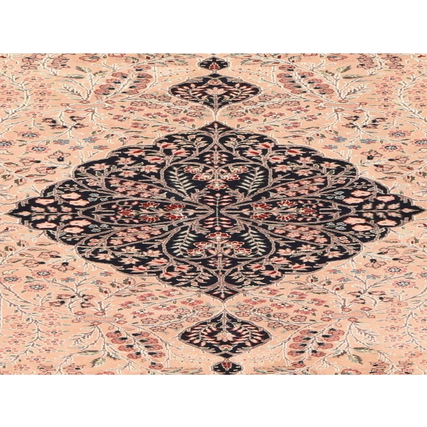 5'8"x8'9" Ivory Vintage Zoroastrian Wool & Silk Hand Knotted 250 KPSI Rug