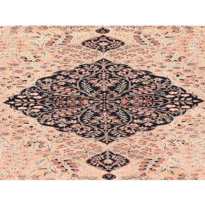 5'8"x8'9" Ivory Vintage Zoroastrian Wool & Silk Hand Knotted 250 KPSI Rug