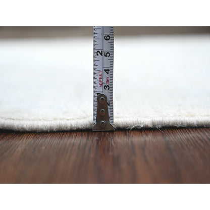2'9"X7'7" White Angora Oushak Leaf Design Hand Knotted Wool Runner Rug