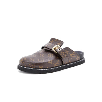 Louis Vuitton Cosy Flat Clog Mules Monogram Canvas And Leather