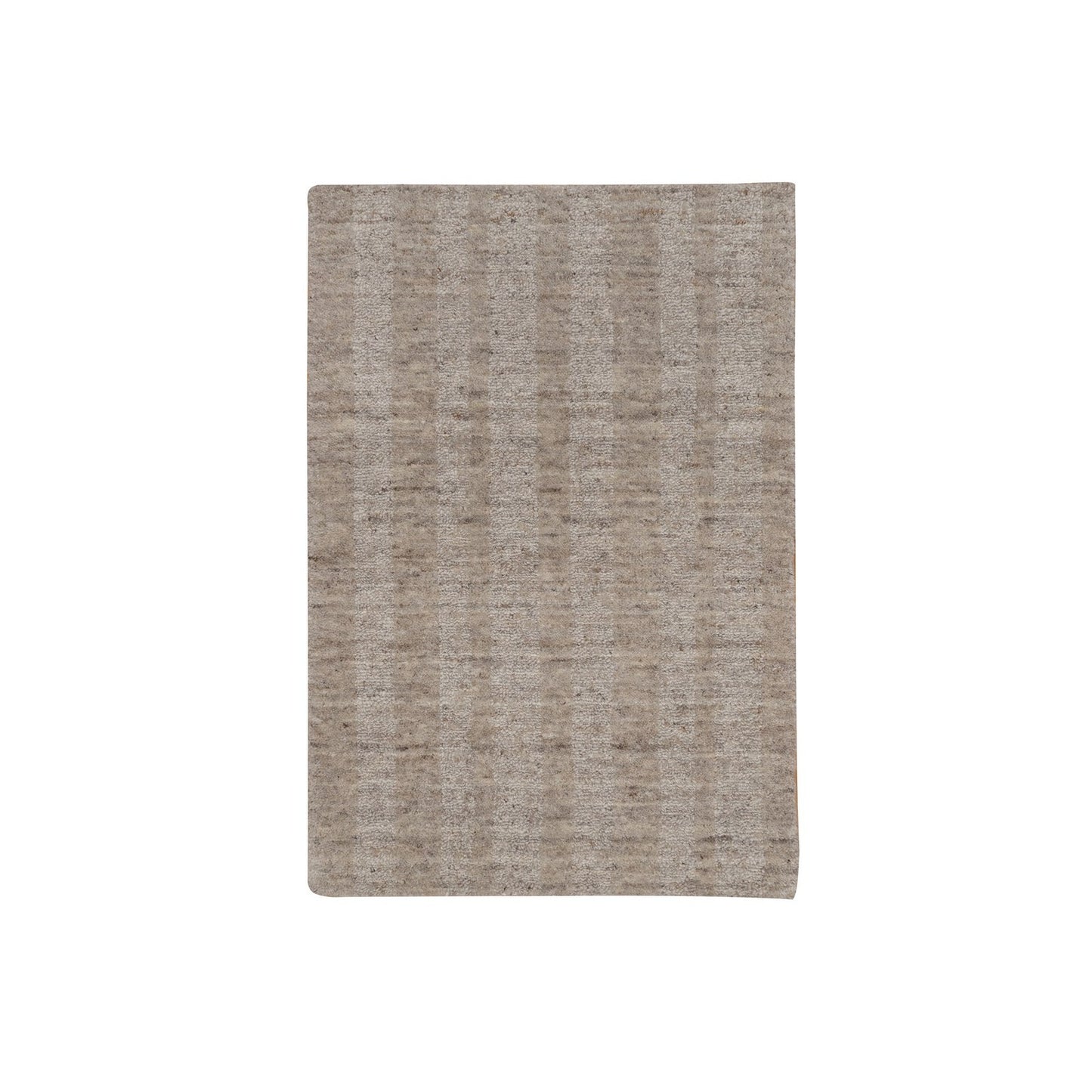 Rug 2'x3' Tan Brown Natural Wool Vertical Stripes Design Hand Loomed Mat