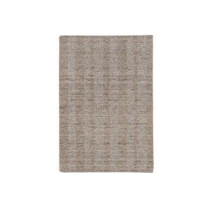 Rug 2'x3' Tan Brown Natural Wool Vertical Stripes Design Hand Loomed Mat