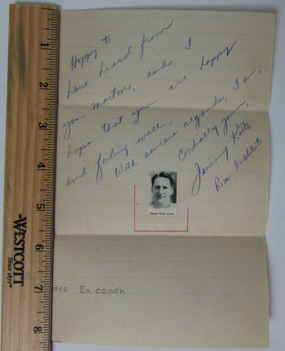 Jimmy Kitts Smu/Rice Owls Head Coach (D. 1952) Signed Note Psa/Dna 145037