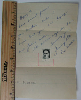 Jimmy Kitts Smu/Rice Owls Head Coach (D. 1952) Signed Note Psa/Dna 145037