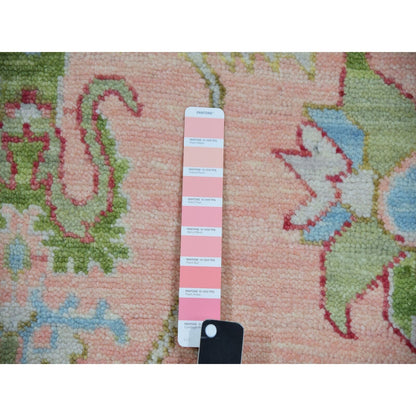 9'1"X12' Champagne Pink Heris Design Hand Knotted 100% Wool Oriental Rug