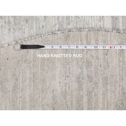 6'X6' Hand Spun Undyed Natural Wool Modern Round Hand Knotted Rug