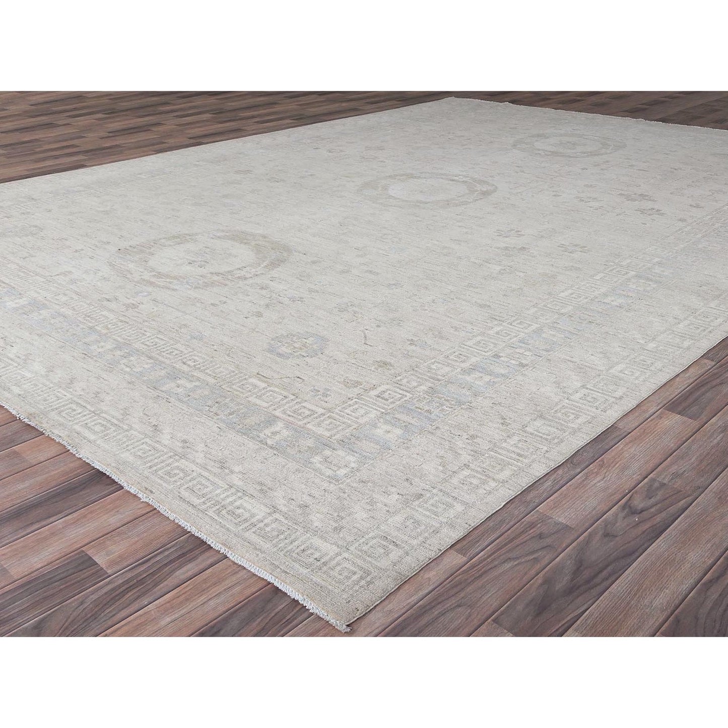 9'10"X13'10" Dove White Peshawar Natural Dyes Oriental Rug