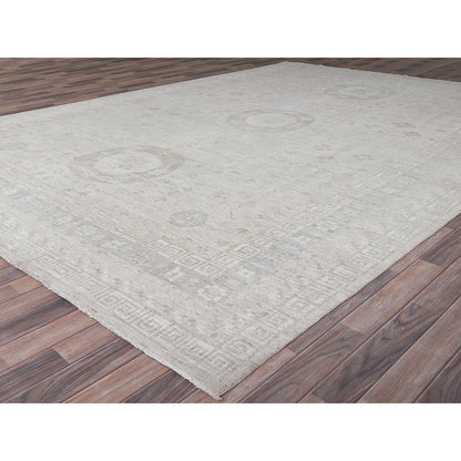 9'10"X13'10" Dove White Peshawar Natural Dyes Oriental Rug