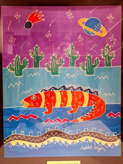Lizard Geiger Signed Silkscreen Art Textile Framed